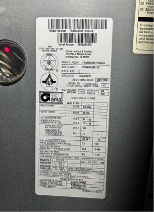 Data Tag (Furnace/Heat Pump)